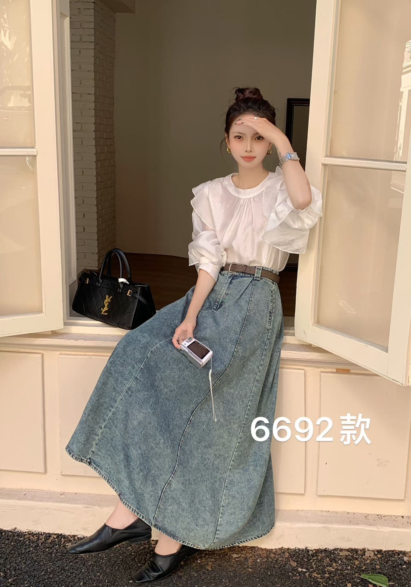 새로운 데님 반신 스커트 상세 이미지 11