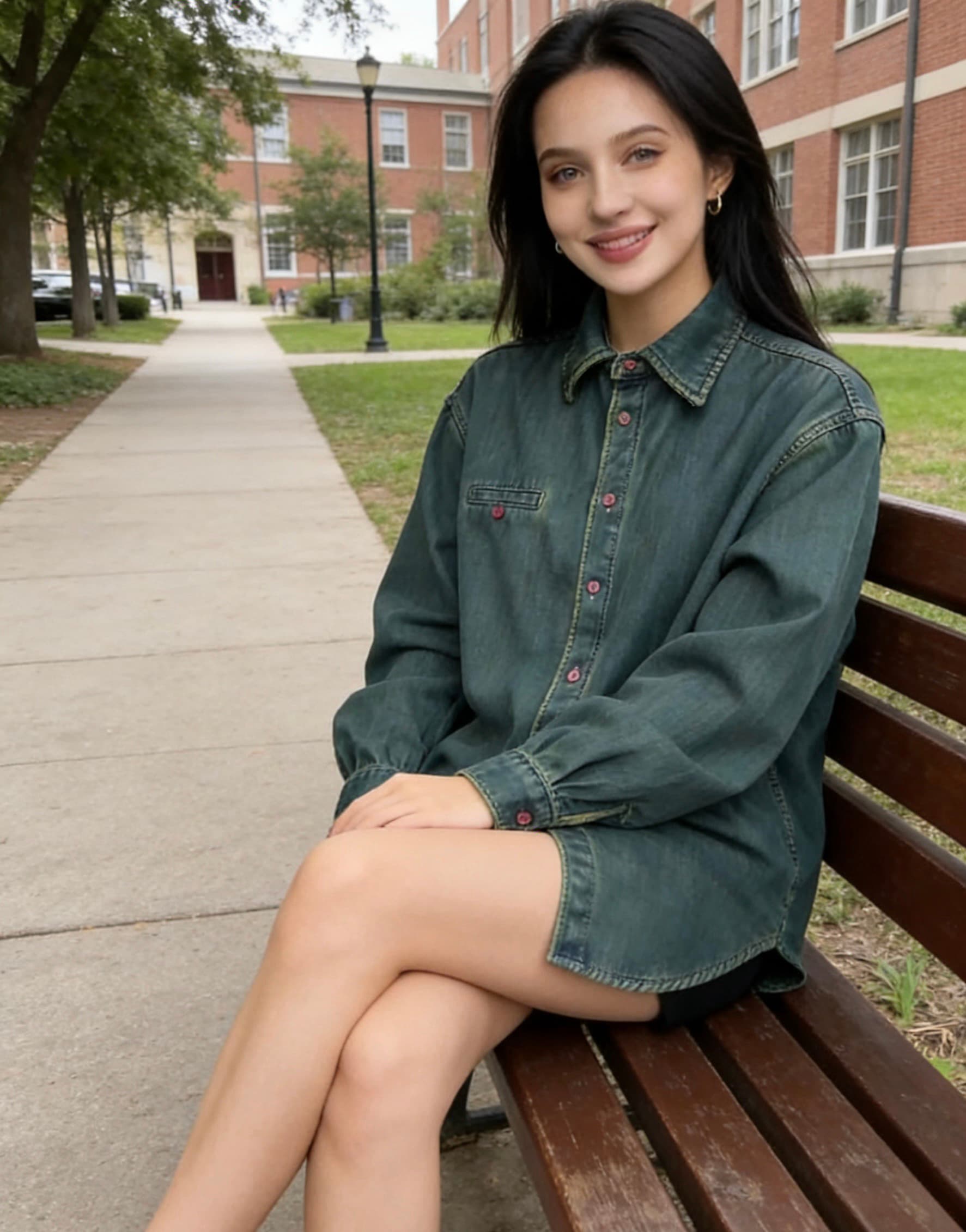 데님 여성 셔츠 2026 한국 스타일 루즈핏 연령 감소 다용도 폴로 칼라 긴팔 이른 봄 ins 레트로 셔츠 트렌디 상세 이미지 7