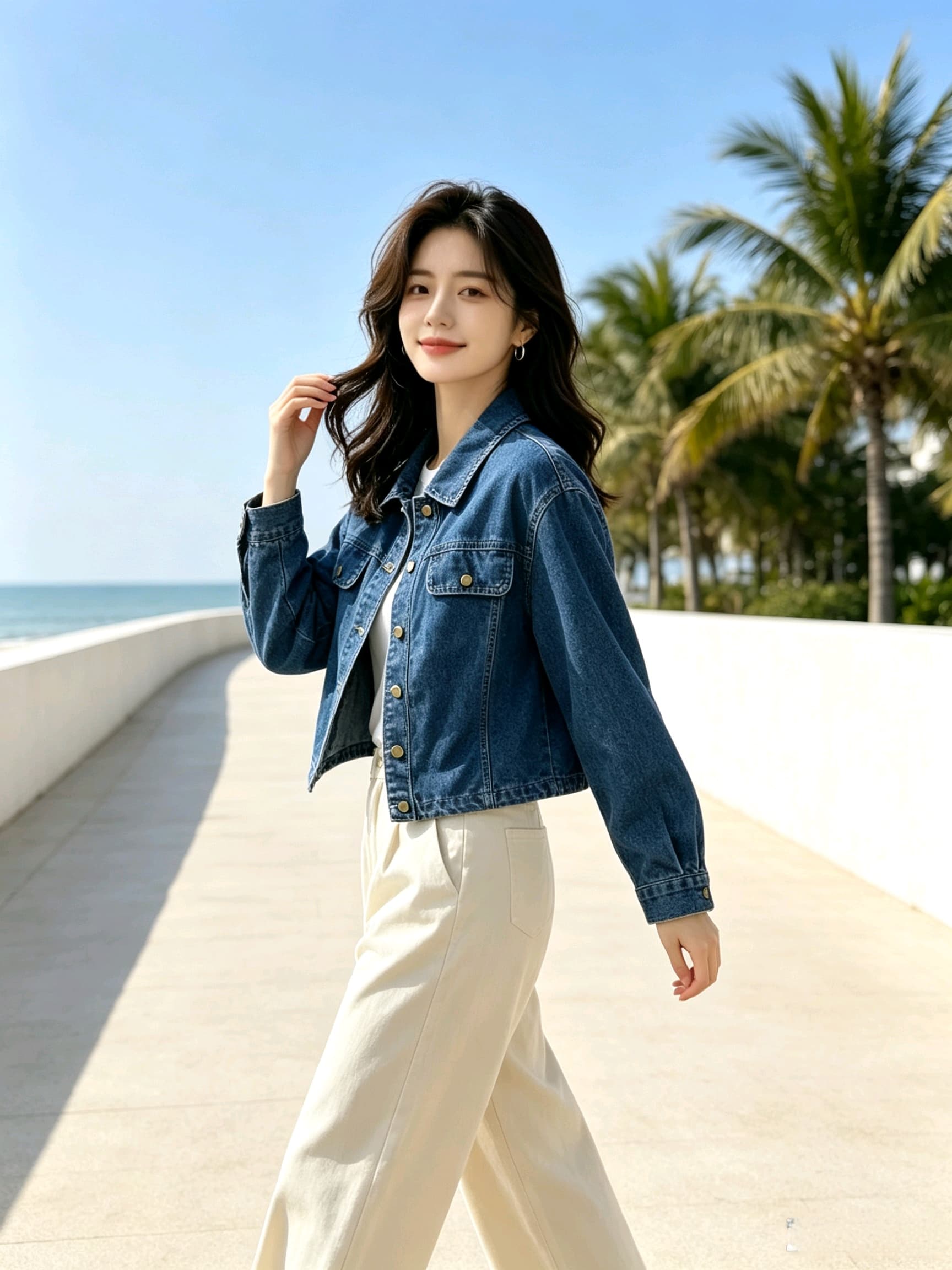 여름 가을 전환 그냥 필요 부드러운 데님 긴팔 오픈 가디건 캐주얼 착용 가져 가라. 상세 이미지 2