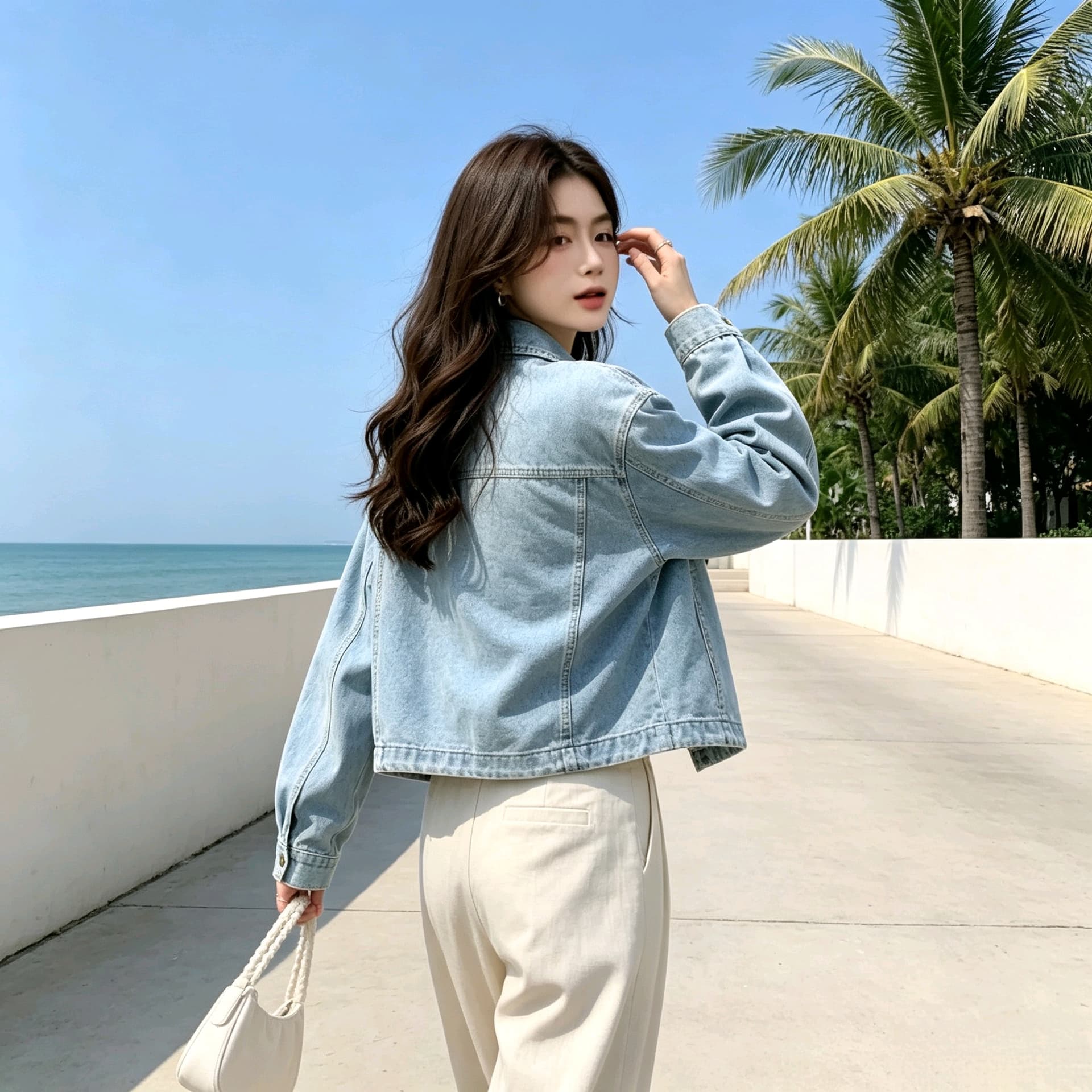 여름 가을 전환 그냥 필요 부드러운 데님 긴팔 오픈 가디건 캐주얼 착용 가져 가라. 상세 이미지 5