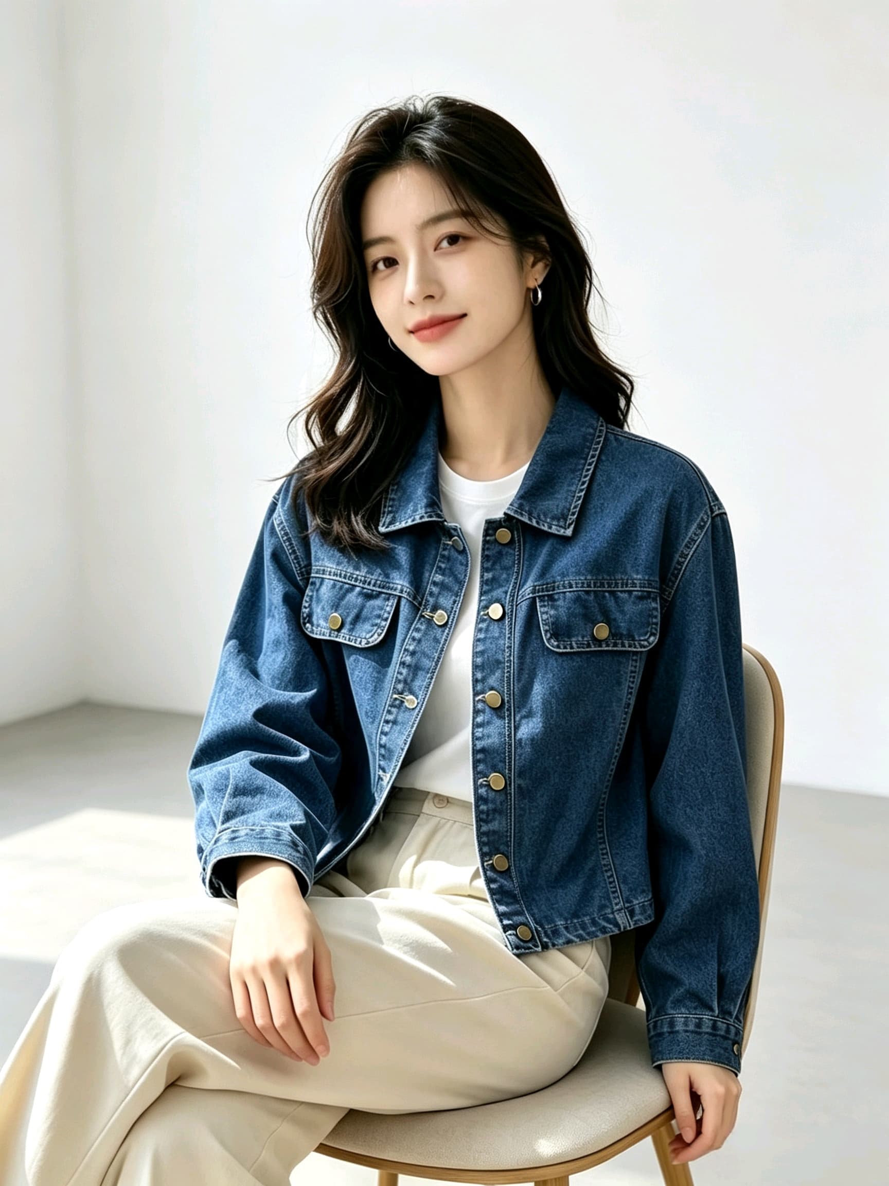 여름 가을 전환 그냥 필요 부드러운 데님 긴팔 오픈 가디건 캐주얼 착용 가져 가라. 상세 이미지 6