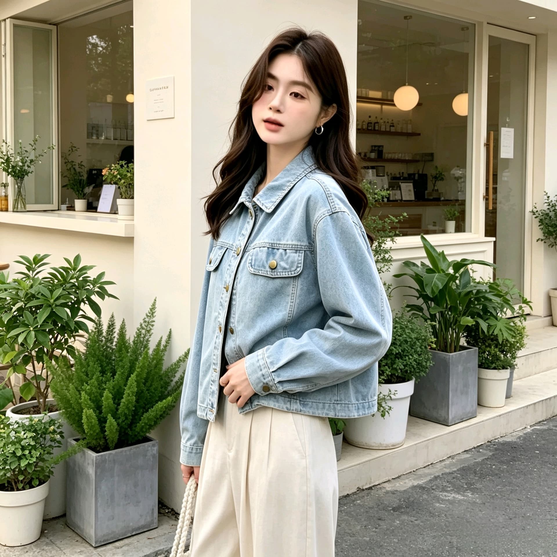 여름 가을 전환 그냥 필요 부드러운 데님 긴팔 오픈 가디건 캐주얼 착용 가져 가라. 상세 이미지 7