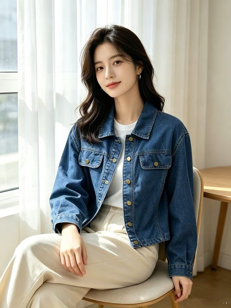 여름 가을 전환 그냥 필요 부드러운 데님 긴팔 오픈 가디건 캐주얼 착용 가져 가라. 상세 이미지 10