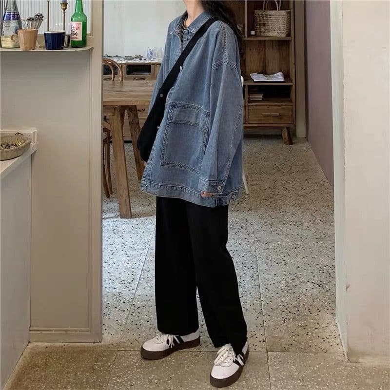 소금 부서 데님 여성 코트 봄 다용도 한국 스타일 루즈핏 bf 워크웨어 재킷 chic 이른 가을 맨위 ins 트렌디 상세 이미지 28