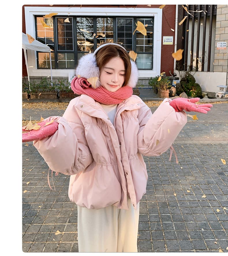 작은 키 버블 푸 허리 수축 아래 면화 의류 여성 겨울 쇼트 스타일 2026 새로운 한 부서 학원 스탠드 칼라 빵 외투 상세 이미지 14