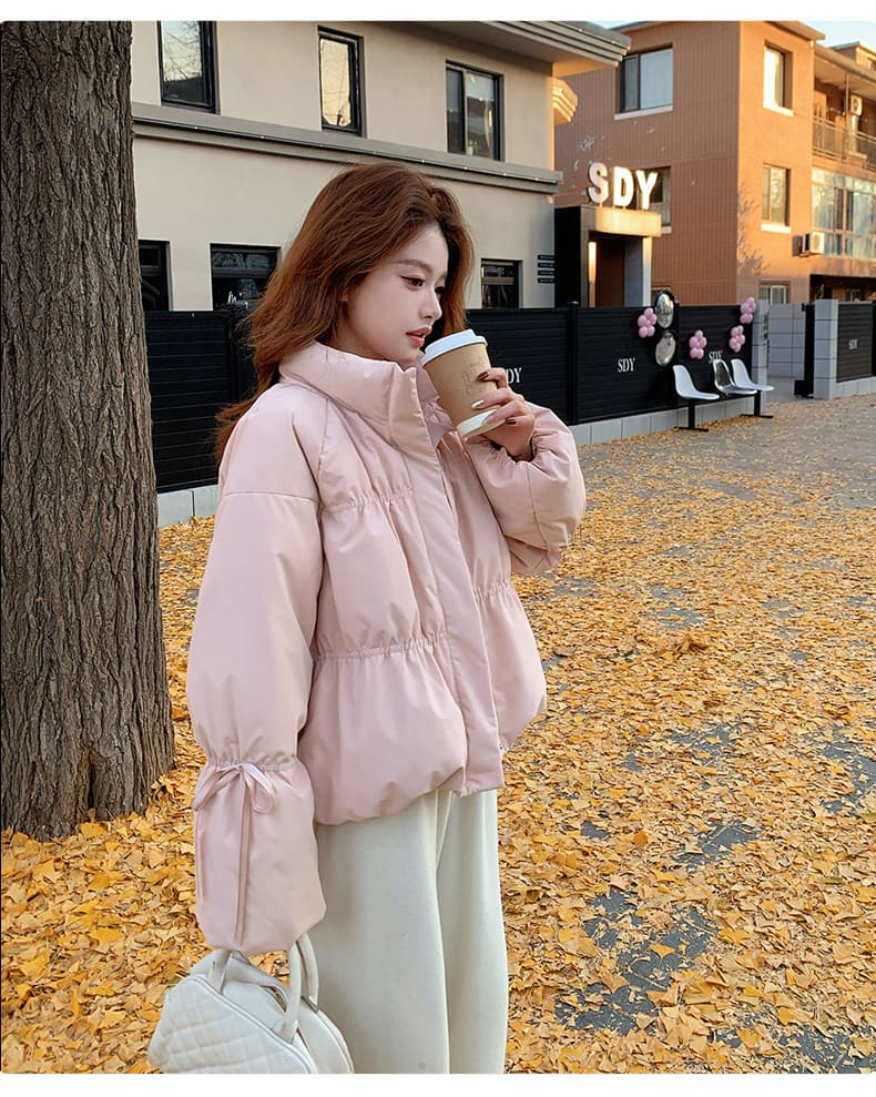 작은 키 버블 푸 허리 수축 아래 면화 의류 여성 겨울 쇼트 스타일 2026 새로운 한 부서 학원 스탠드 칼라 빵 외투 상세 이미지 20