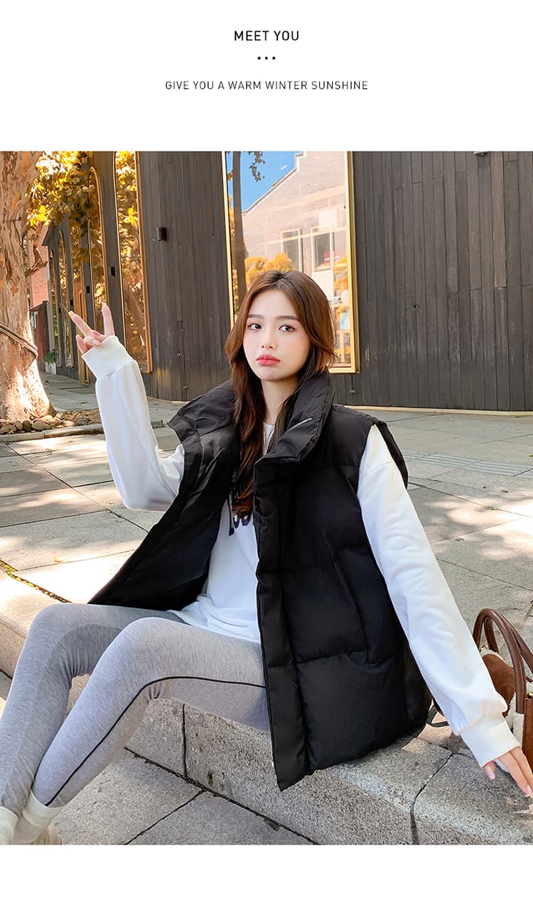 실사 조끼 여자 가을 겨울 새로운 한국 스타일 루즈핏 다용도 다운 코튼 조끼 조끼 어깨 외출용 쇼트 스타일 재킷 상세 이미지 18