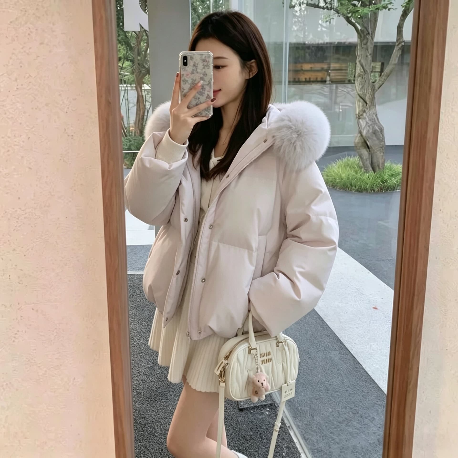 작은 따뜻한 패키지 큰 모피 칼라 후드 쇼트 스타일 다운 재킷 학원 작은 키 겨울 한국 스타일 루즈핏 두꺼운 보온 재킷 상세 이미지 5