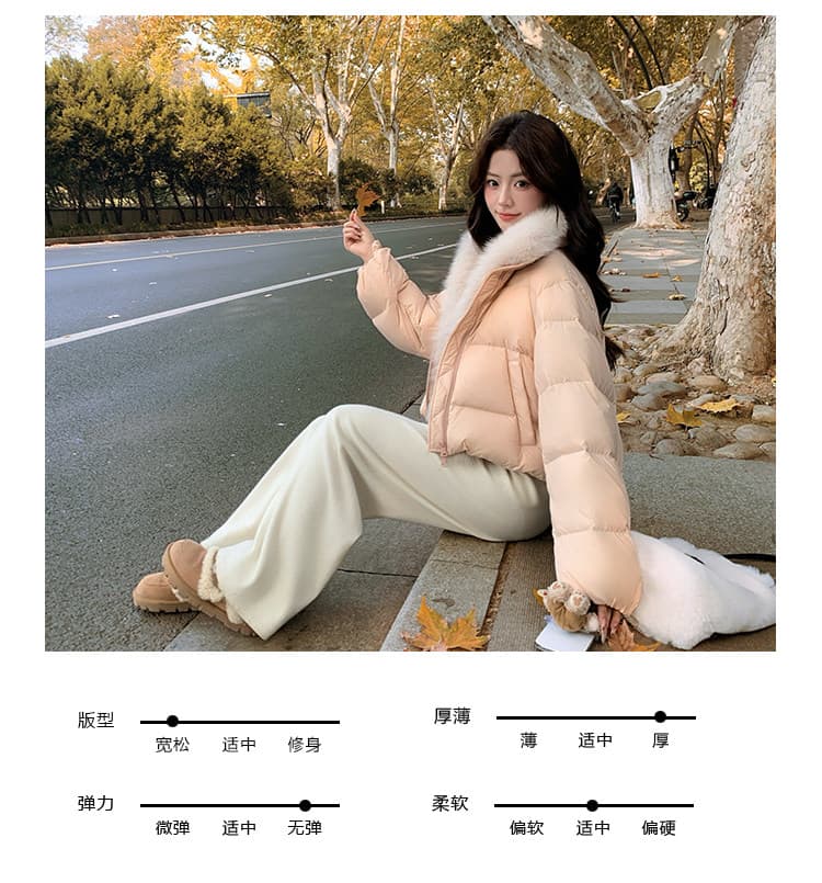 학원 패치워크 쇼트 스타일 아래 면화 의류 여성 모방 여우 모피 칼라 루즈핏 두꺼운 작은 키 한국 스타일 빵 외투 상세 이미지 46