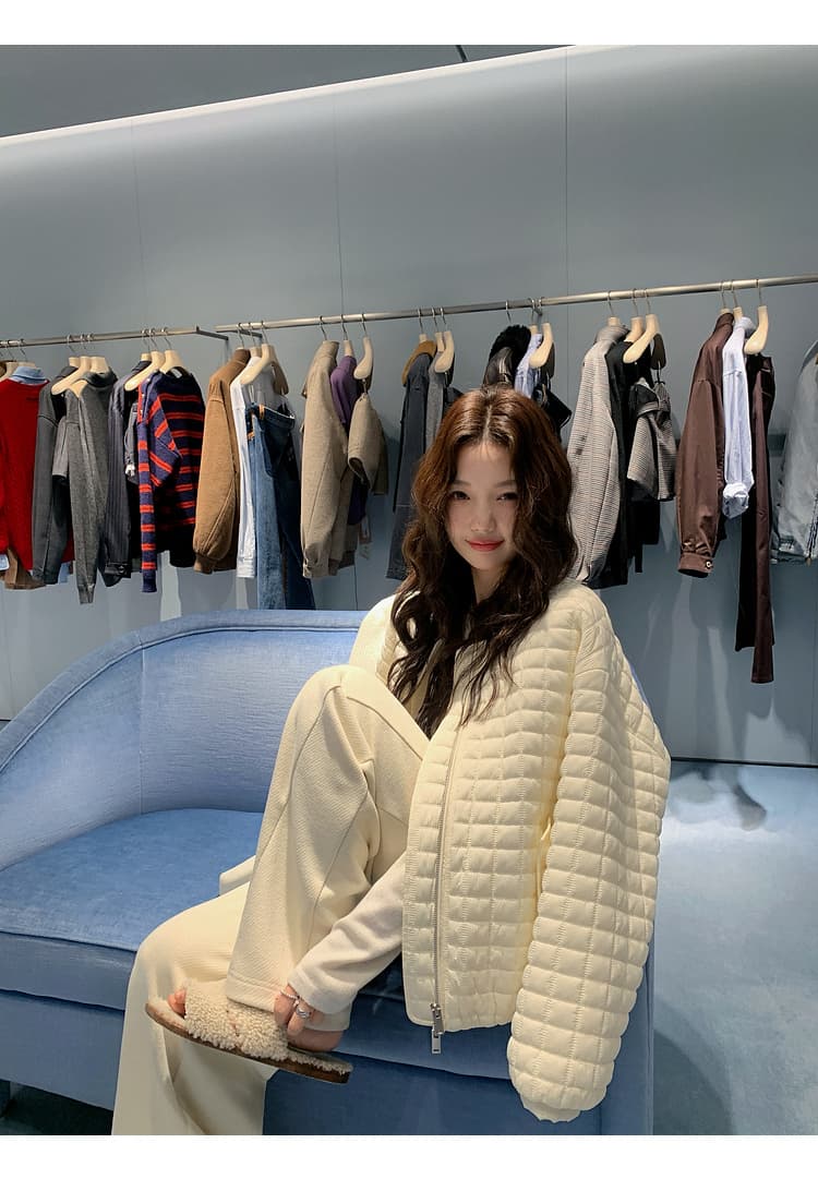 버블 푸 링 그리드 아래 면화 의류 가을 겨울 격자무늬 쇼트 스타일 작은 키 패션 얇고 가벼운 면 옷 솜을 넣은 루즈핏 여성 코트 상세 이미지 40