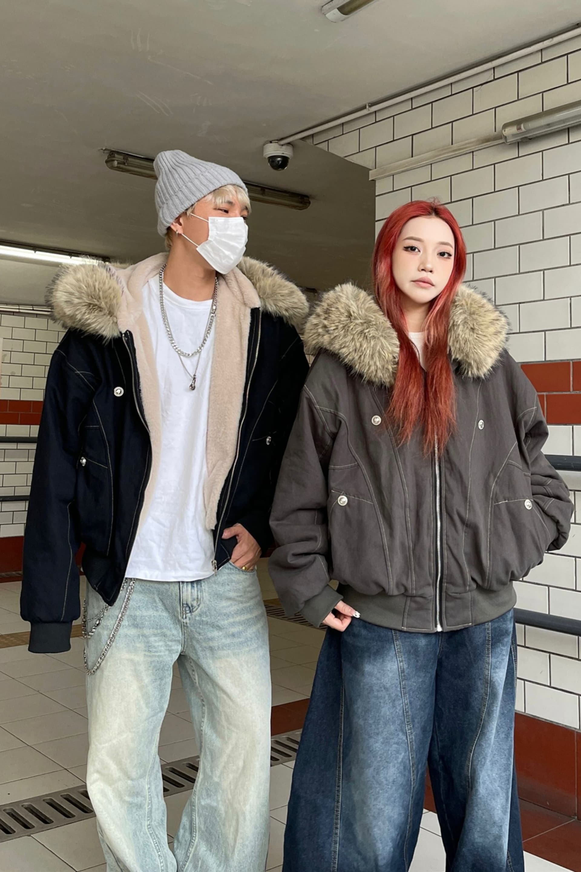 Parker 서비스 쇼트 스타일 아래 면화 의류 여성 모방 토끼털 큰 모피 칼라 후드 면 옷 2025 겨울 재킷 아메리칸 레트로 이미지 5