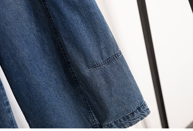 실사 빅 사이즈 여성 의류 봄 여름 얇은 스타일 루즈핏 캐주얼 데님 와이드 레그 팬츠 상세 이미지 14