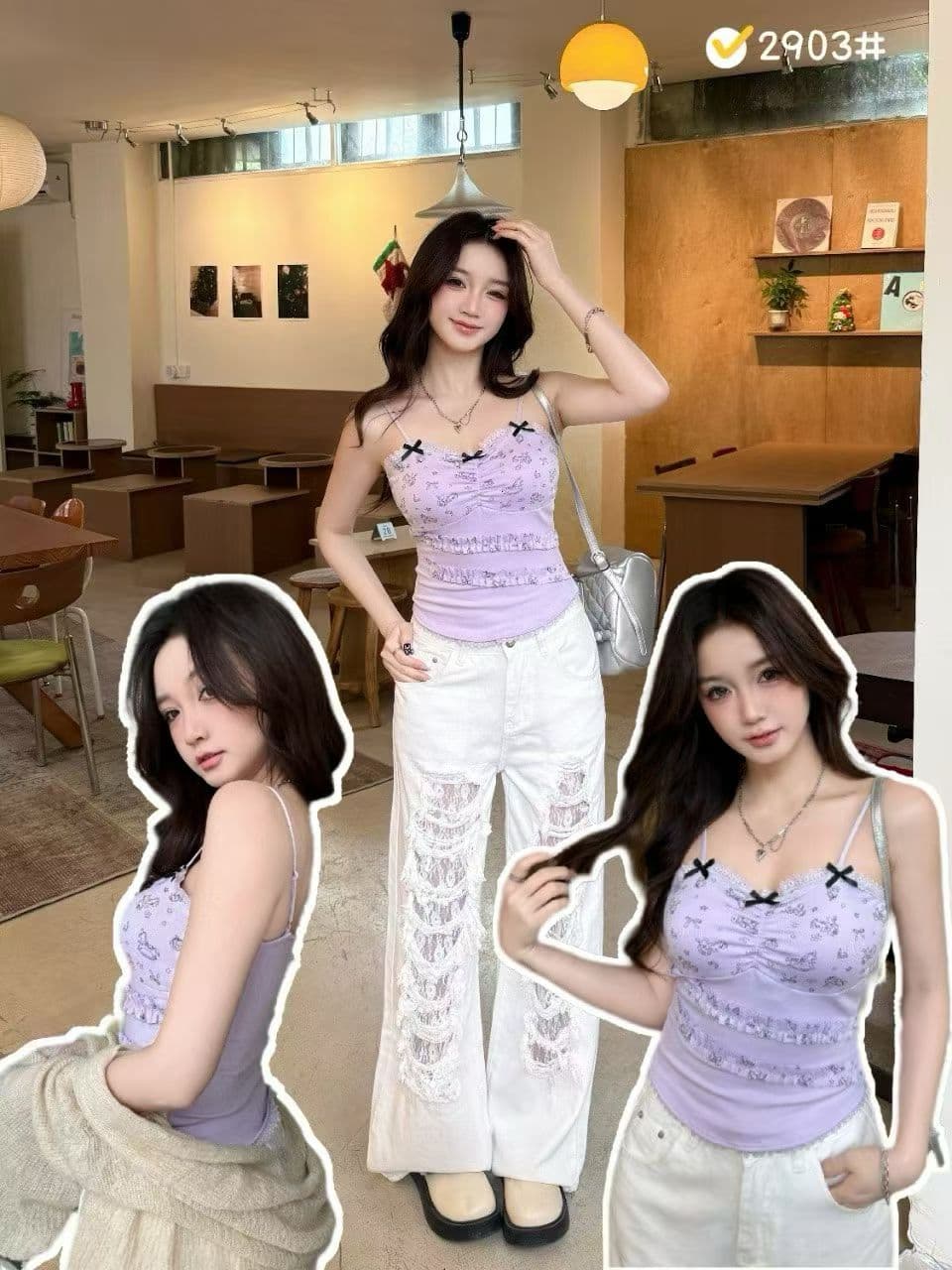 나비 매듭 레이스 달콤한 스타일 레이스 디자인 센스 캐미솔 핫걸 몸매 가꾸기 슬림해 보이는 튜브탑 만나는 맨위 상세 이미지 12