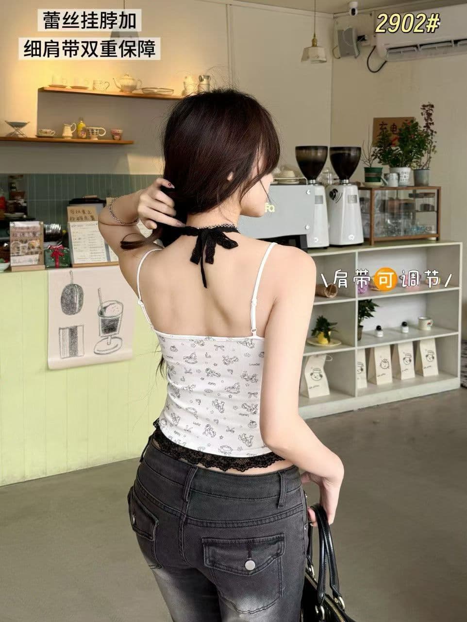 행침 목 스타일 순수한 욕망 꽃무늬 슬립 여성 여름 벨트 가슴 패드 섹시함 핫걸 쇼트 스타일 만나는 인사이드 잡아라. 의류 외출용 한 이미지 4