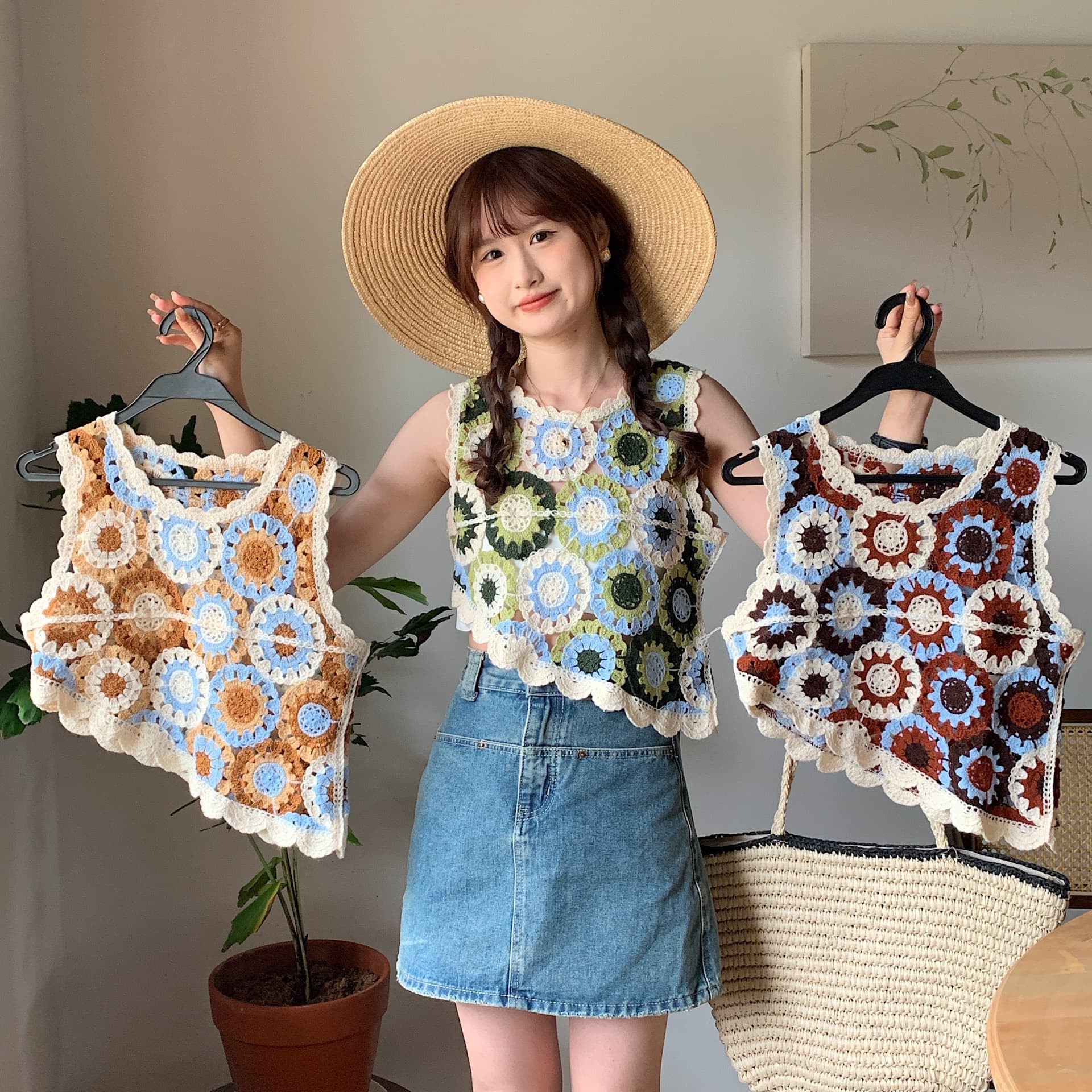 레트로 홀로우 아웃 조끼 여성 경 사진 밑단 디자인 센스 작은 대중 하지마. 자수 민소매 베스트 이미지 4