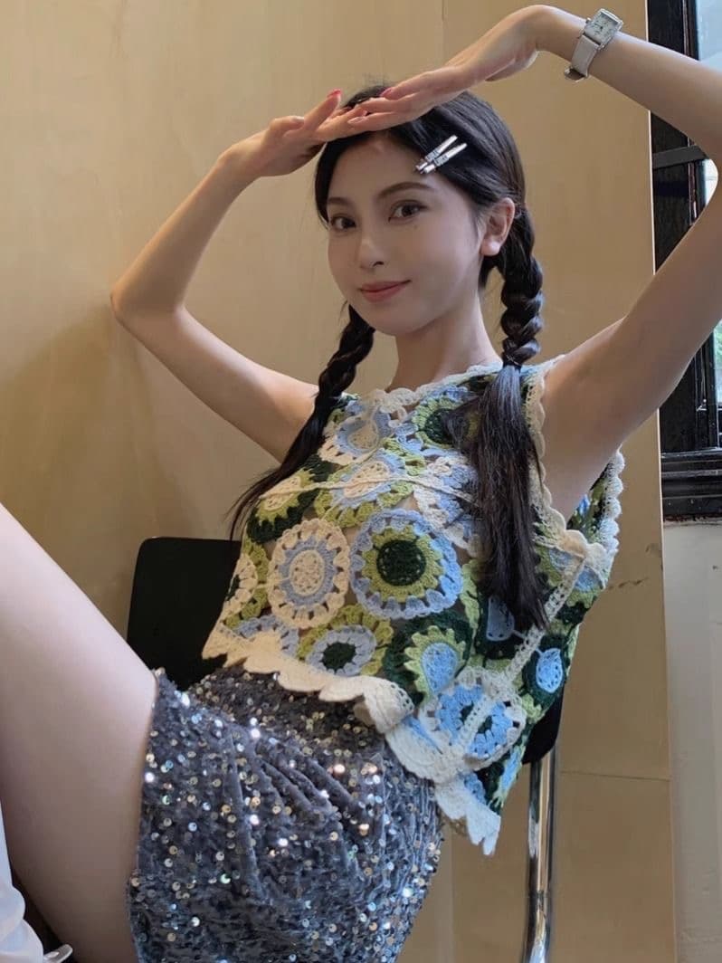 레트로 홀로우 아웃 조끼 여성 경 사진 밑단 디자인 센스 작은 대중 하지마. 자수 민소매 베스트 상세 이미지 5