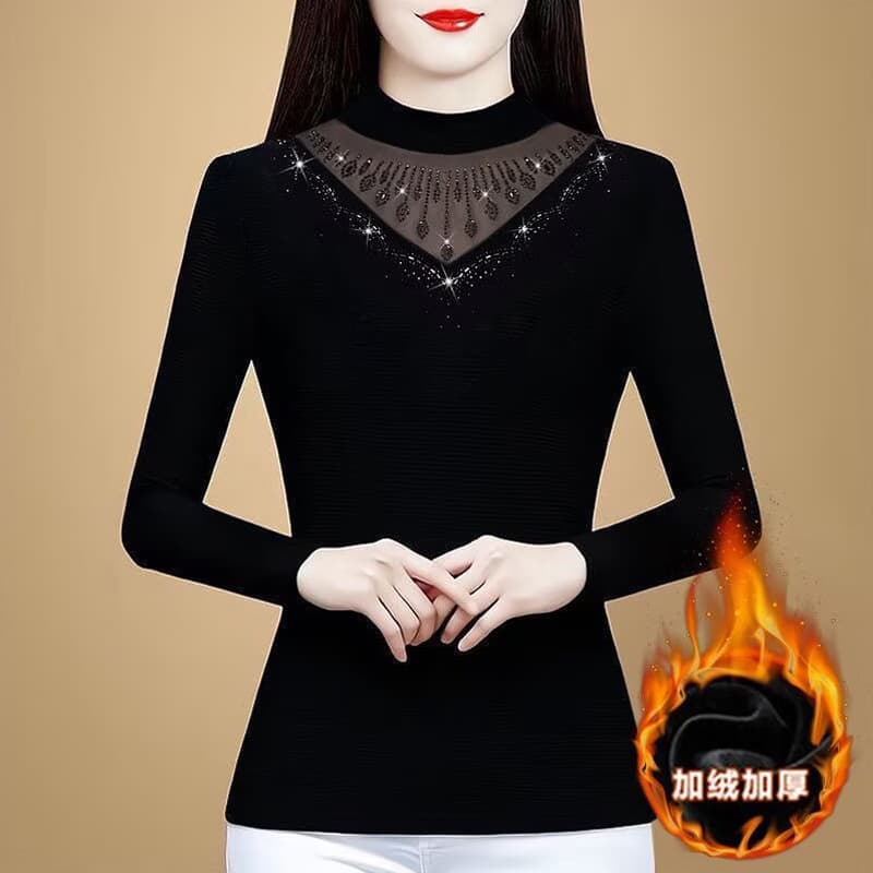반하이넥 기본 셔츠 여성 가을 겨울 새로운 인사이드 가져 가라. 몸매 가꾸기 망사 맨위 긴팔 티셔츠 외국 가스 다용도 작은 셔츠 이미지 5