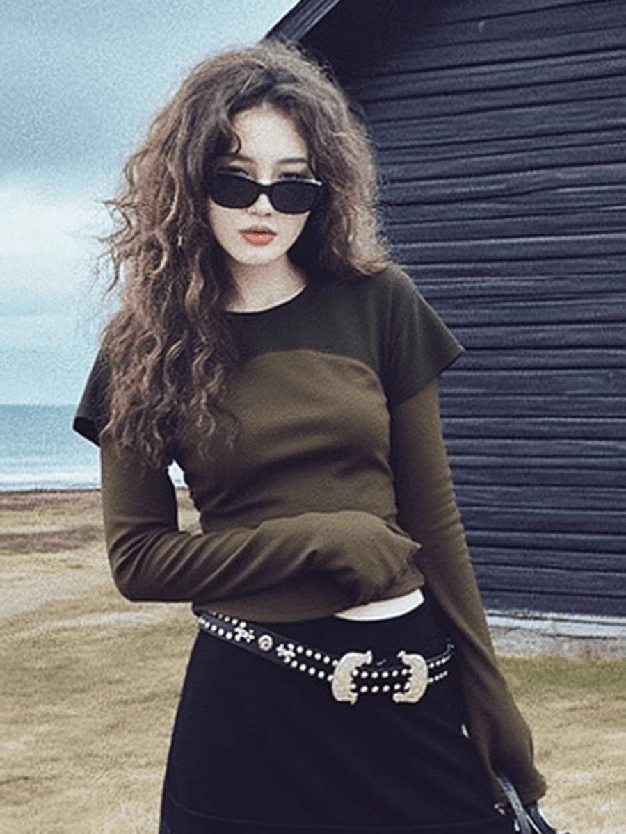 2026 년 이른 봄 작은 대중 디자인 센스 자이언트 잘 생긴 품격 연령 감소 슬림해 보이는 다용도 아니요 명중 섹션 배색 맨위 상세 이미지 4