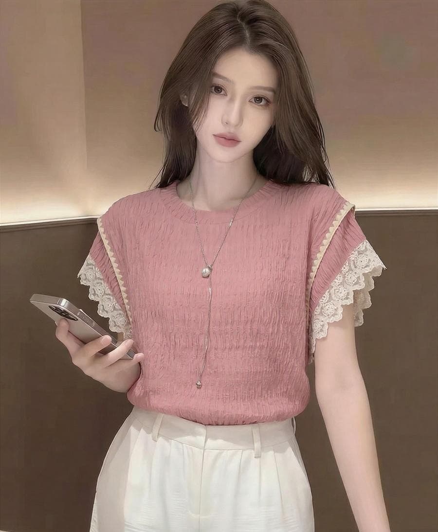 바다 산성 소금 달콤함 작은 셔츠 캐주얼 다용도 반팔 여성 셔츠 여름 맨위