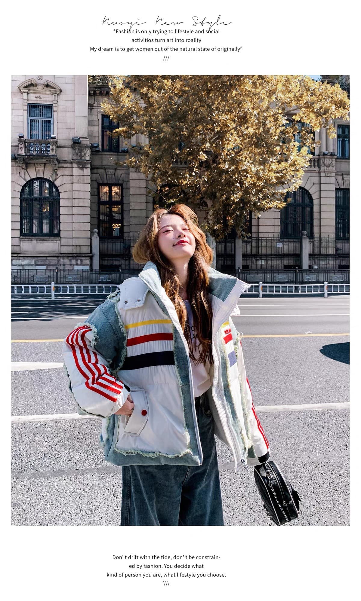 2026 겨울 새로운 레트로 데님 거친 가장자리 패치워크 다운 재킷 여성 후드 화이트 덕 다운 루즈핏 운동 바람 재킷 상세 이미지 23