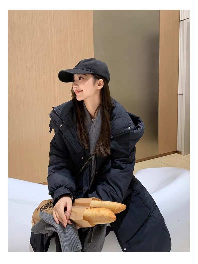 사실 다운 한국 스타일 후드 롱 코트 다운 재킷 여성 2026 겨울 두꺼운 루즈핏 패딩 재킷 기타 색상 재킷 상세 이미지 30