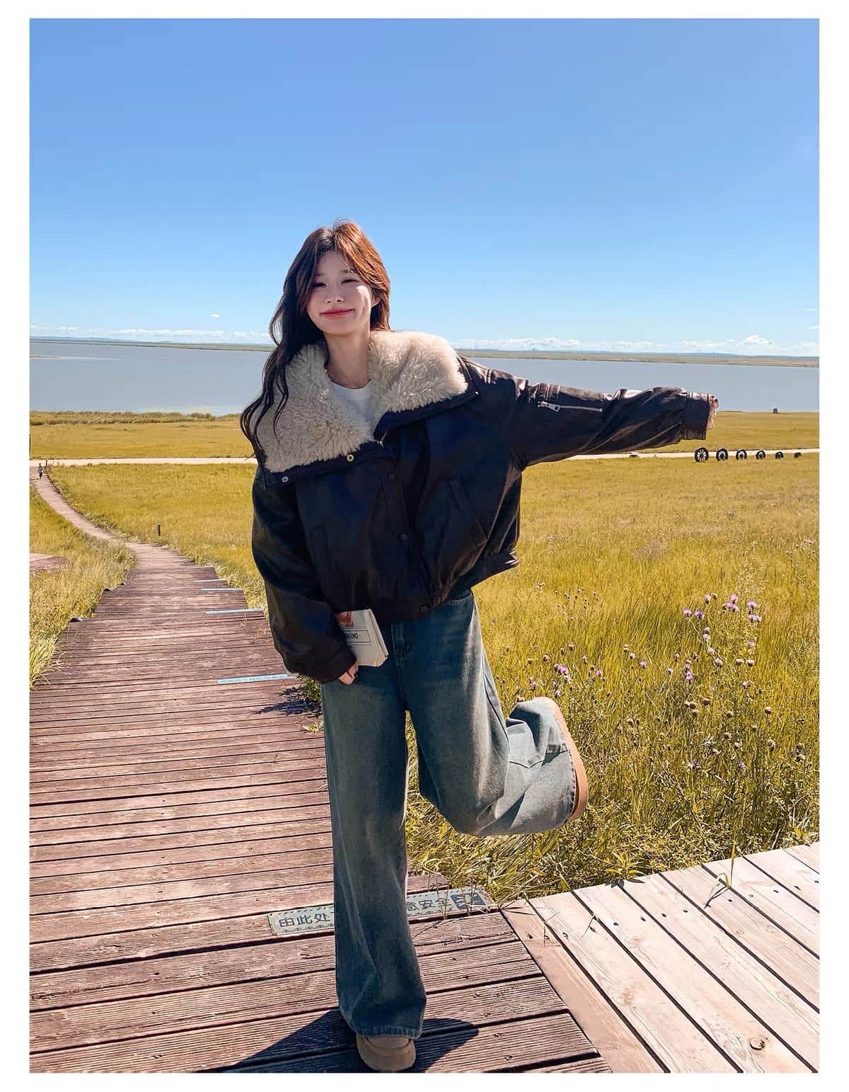 한 부서 큰 모피 칼라 pu 가죽 다운 재킷 여성 2026 겨울 쇼트 스타일 루즈핏 두꺼운 오토바이 가죽 재킷 재킷 상세 이미지 10