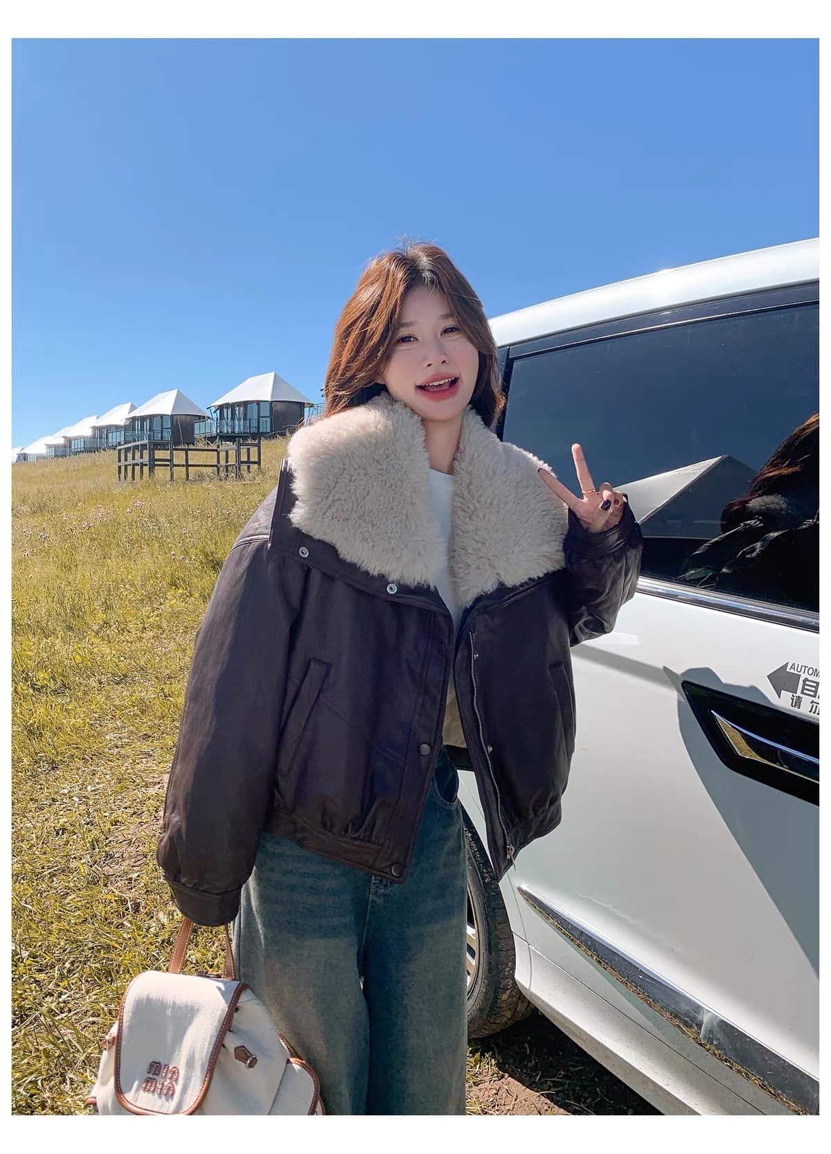 한 부서 큰 모피 칼라 pu 가죽 다운 재킷 여성 2026 겨울 쇼트 스타일 루즈핏 두꺼운 오토바이 가죽 재킷 재킷 상세 이미지 13