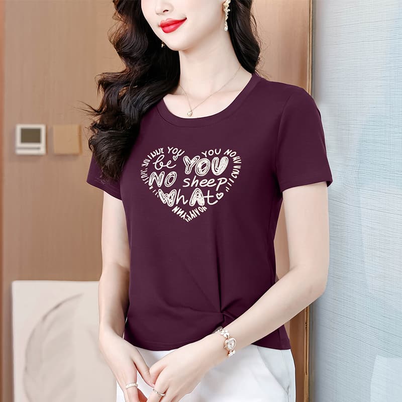 불규칙 알파벳 프린트 반팔 티셔츠 여성 여름 새로운 루즈핏 쇼트 스타일 맨위 Chic 긍정적 인 어깨 작은 셔츠 트렌디 이미지 4