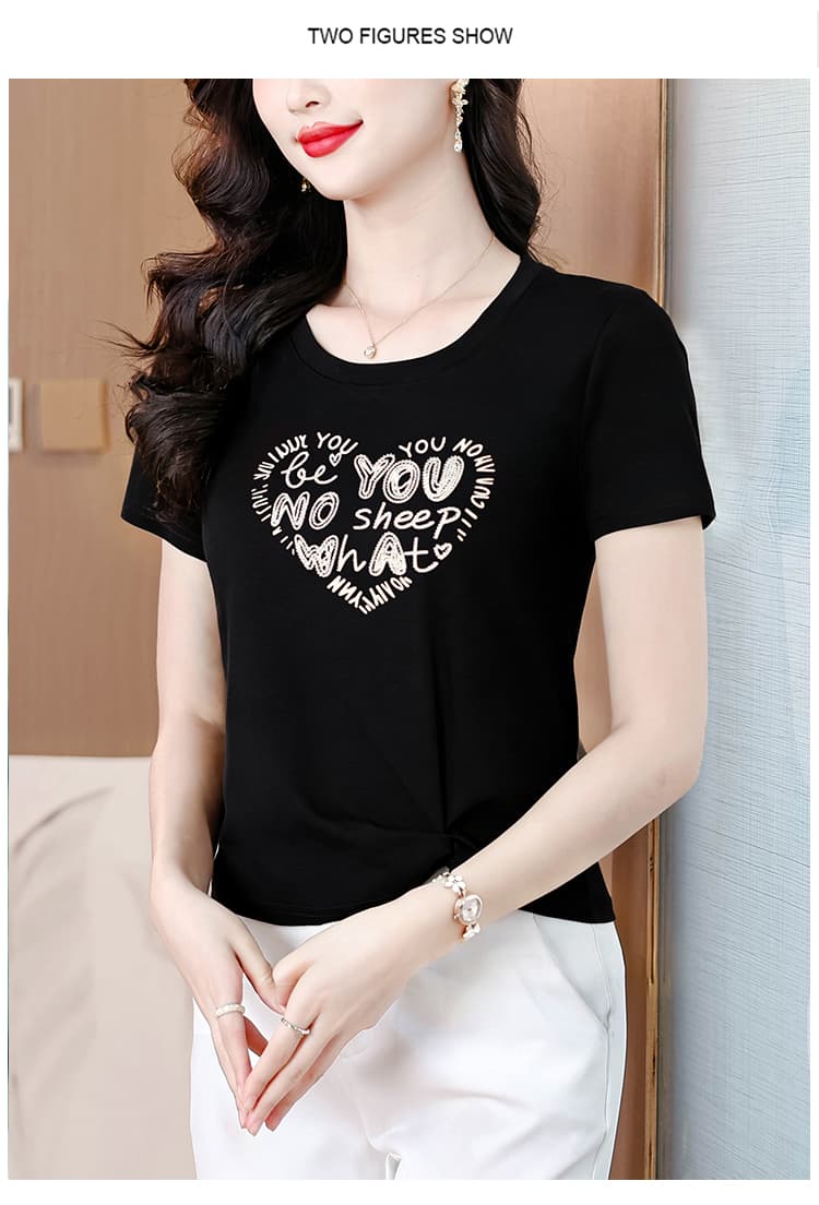 불규칙 알파벳 프린트 반팔 티셔츠 여성 여름 새로운 루즈핏 쇼트 스타일 맨위 Chic 긍정적 인 어깨 작은 셔츠 트렌디 상세 이미지 26