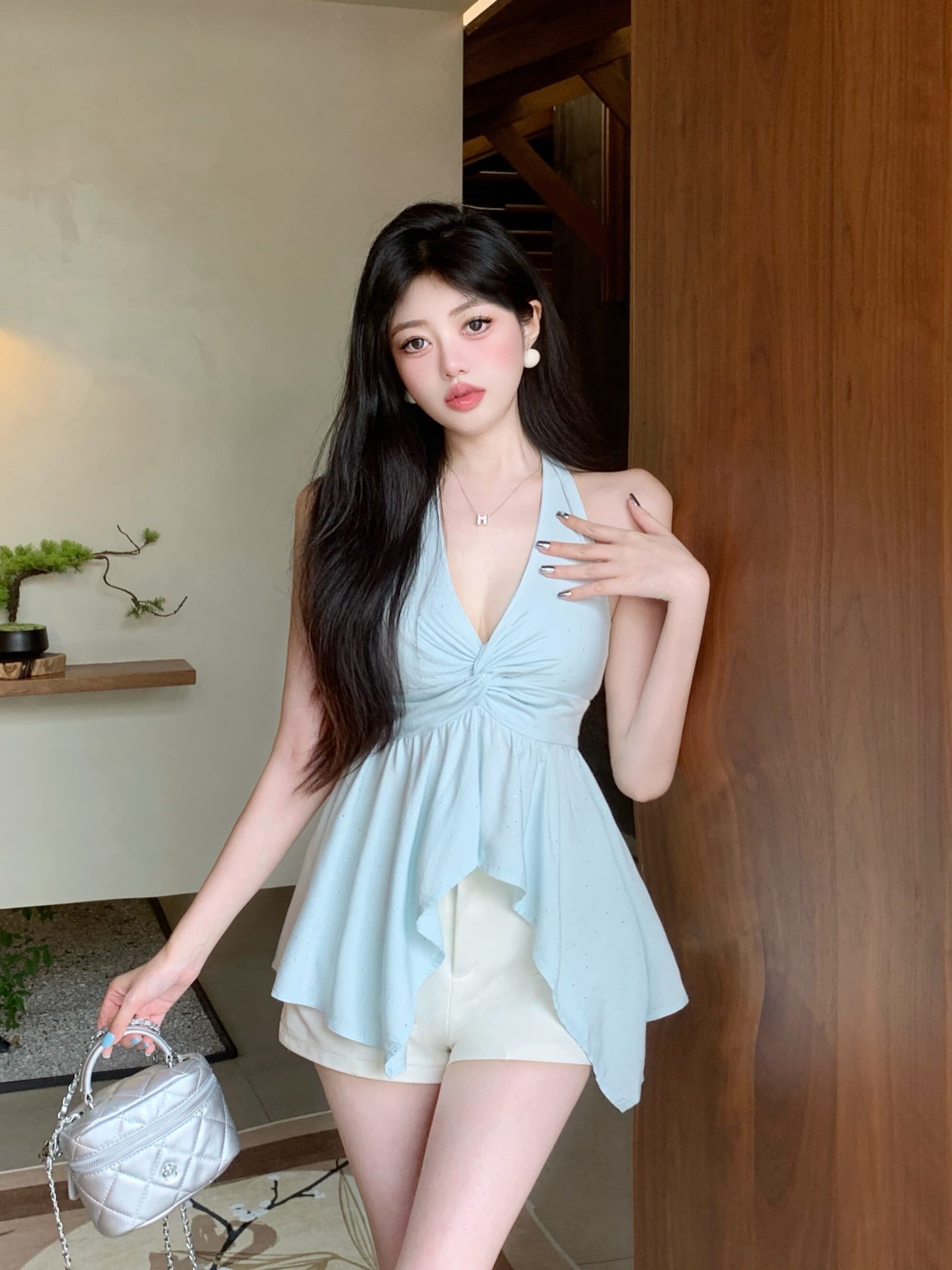 원본 것 페이크 레이어드 비스듬한 어깨 스트랩 반팔 티셔츠 여성 여름 고유 한 오프숄더 핫걸 맨위 상세 이미지 2