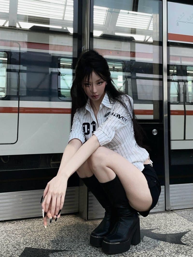 실사 작은 대중 한 부서 체크무늬 여성 셔츠 이른 가을 다용도 루즈핏 느긋한 바람 맨위 외부 가져 가라. 체크무늬 셔츠 재킷 상세 이미지 6