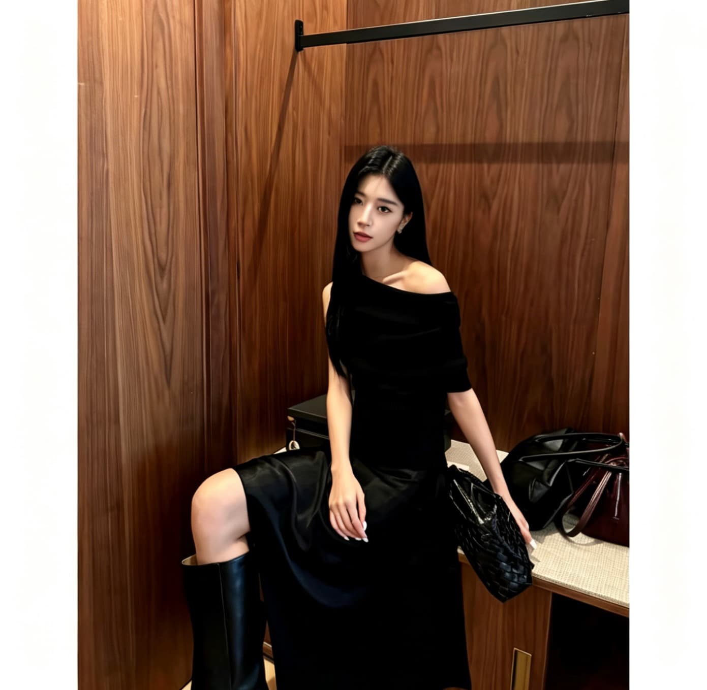 여름 새로운 여성 프랑스식 디자인 센스 다용도 오프숄더 맨위 품격 하이웨이스트 슬림해 보이는 불규칙 반신 스커트 이미지 4