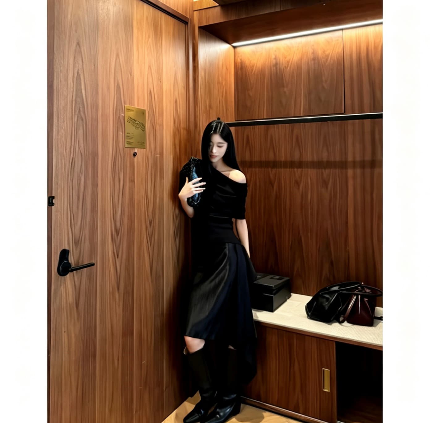 여름 새로운 여성 프랑스식 디자인 센스 다용도 오프숄더 맨위 품격 하이웨이스트 슬림해 보이는 불규칙 반신 스커트 상세 이미지 4