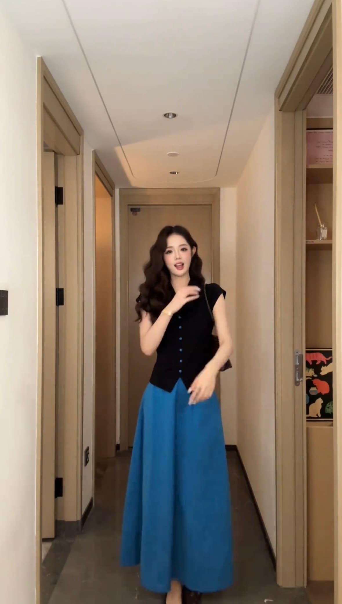 여름 새로운 부드러운 달콤한 스타일 맨위 다용도 슬림해 보이는 롱 스커트 이미지 5