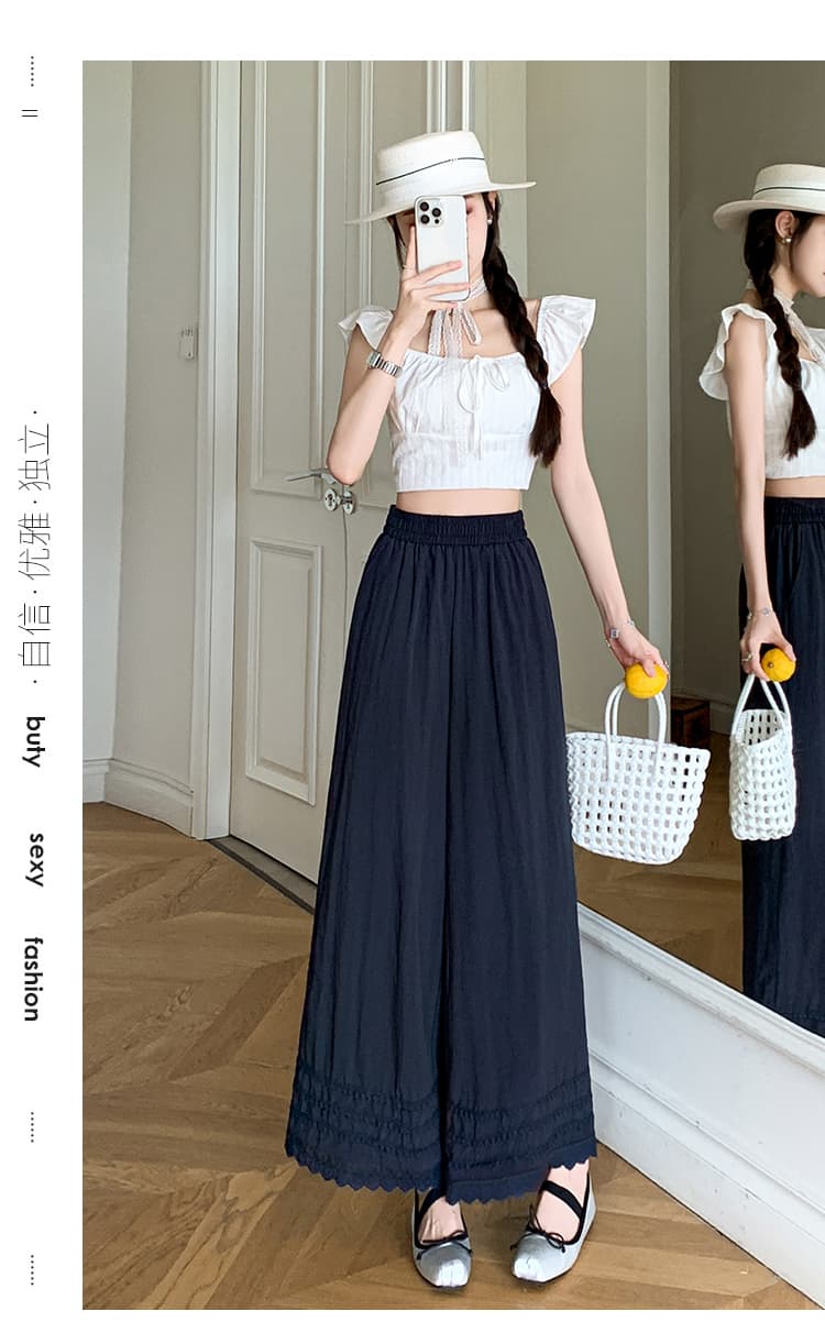 화이트 아마 캐주얼 바지 여성 여름 새로운 자수 레이스 패치워크 루즈핏 얇고 가벼운 잘 생긴 9 포인트 스트레이트 바지 상세 이미지 32
