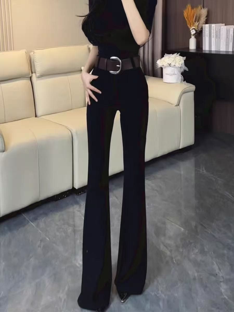 패션 품격 부츠컷 정장 바지 여성 봄 가을 2026 새로운 하이웨이스트 슬림해 보이는 디스플레이 다리 길이 좁은 에디션 신축성 호스 슈 바지 상세 이미지 8