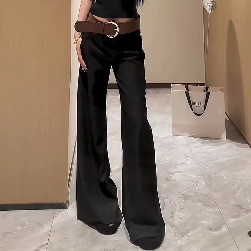 한 부서 스트레이트 검정색 마이크로 나팔 와이드 레그 팬츠 패션 다용도 캐주얼 바지 아이들 2025 가을 새로운 상세 이미지 8