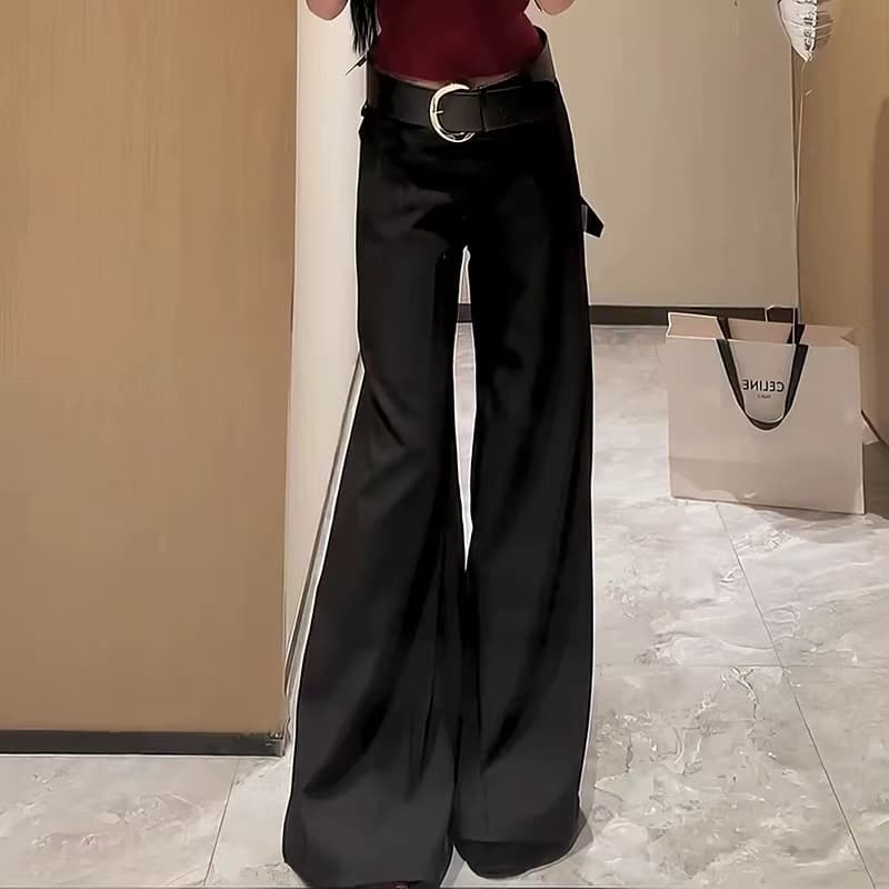 한 부서 스트레이트 검정색 마이크로 나팔 와이드 레그 팬츠 패션 다용도 캐주얼 바지 아이들 2025 가을 새로운 상세 이미지 10