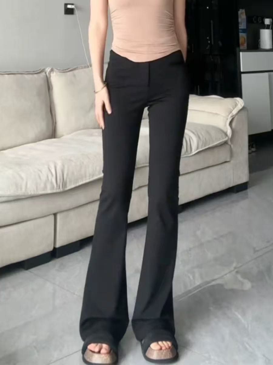 검정색 플레어 바지 봄 가을 겨울 2026 년 새로운 몸매 가꾸기 슬림해 보이는 캐주얼 하이웨이스트 도루 센스 부츠컷 정장 바지 상세 이미지 1