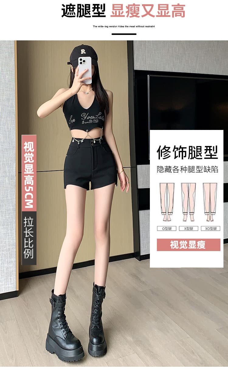 검정색 반바지 여성 봄 가을 여름 2026 새로운 언더 의류 누락 된 바지 만나는 바지 타이트 핫걸 핫 바지 부츠 팬츠 상세 이미지 4
