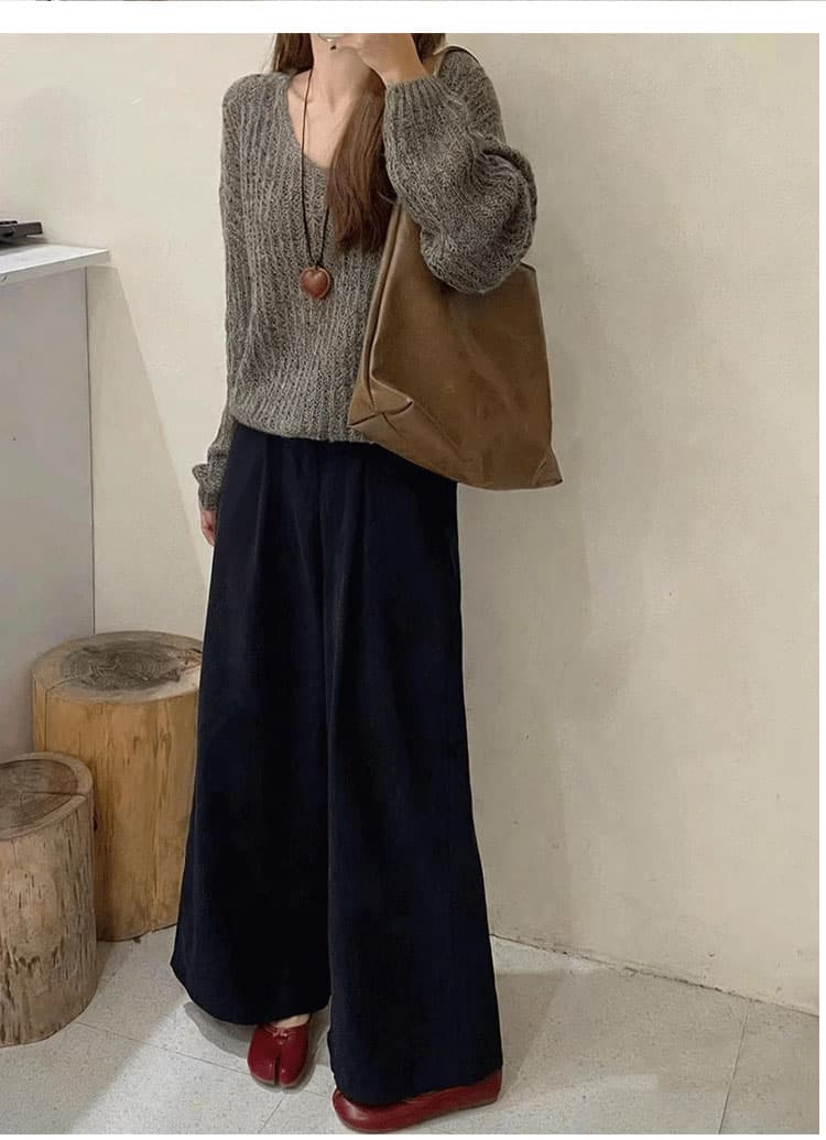 오래된 돈 바람 한 부서 미니멀리즘 화이트 와이드 레깅스 바지 긴 바지 여름 얇은 스타일 하이웨이스트 루즈핏 느긋한 바람 스트레이트 캐주얼 바지 상세 이미지 4