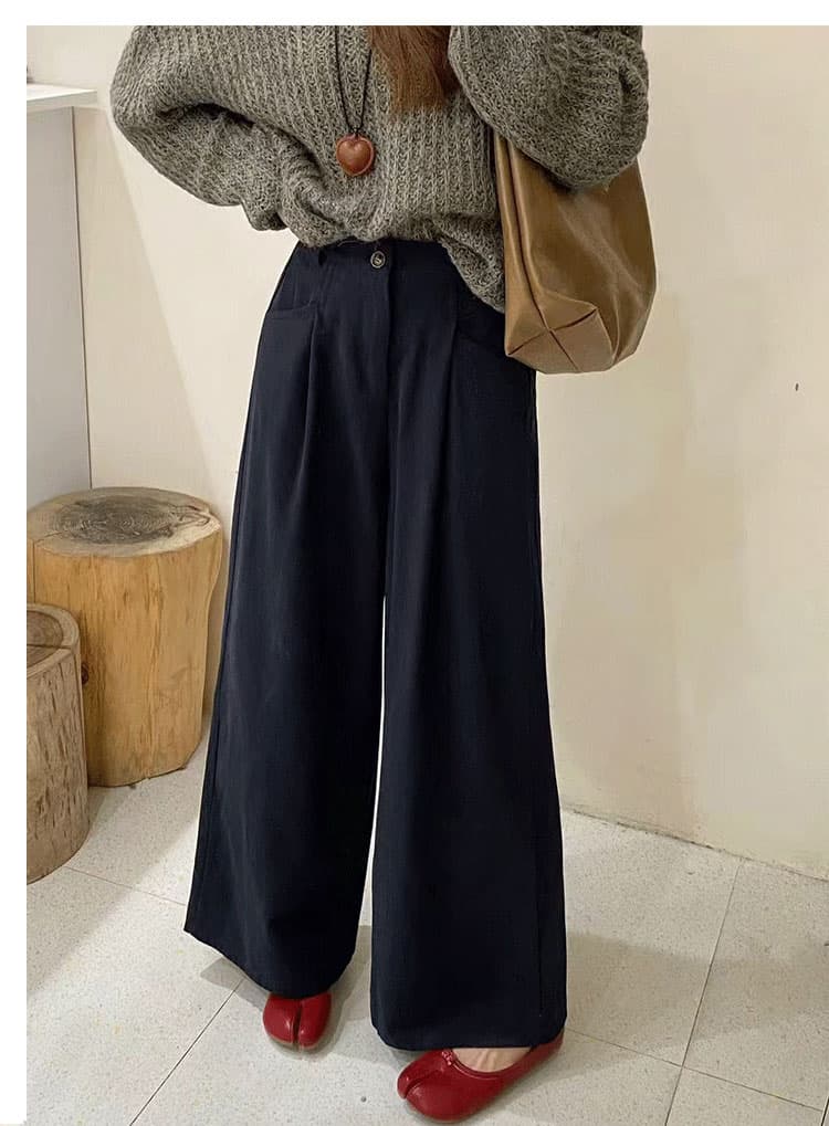 오래된 돈 바람 한 부서 미니멀리즘 화이트 와이드 레깅스 바지 긴 바지 여름 얇은 스타일 하이웨이스트 루즈핏 느긋한 바람 스트레이트 캐주얼 바지 상세 이미지 5