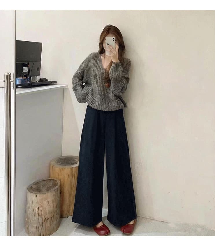 오래된 돈 바람 한 부서 미니멀리즘 화이트 와이드 레깅스 바지 긴 바지 여름 얇은 스타일 하이웨이스트 루즈핏 느긋한 바람 스트레이트 캐주얼 바지 상세 이미지 6