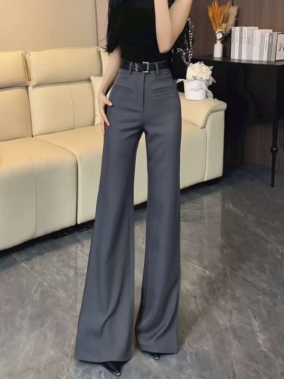 검정색 캐주얼 마이크로 나팔 정장 바지 여성 2026 여름 새로운 하이웨이스트 몸매 가꾸기 슬림해 보이는 다용도 도루 센스 바닥 청소 바지 이미지 5