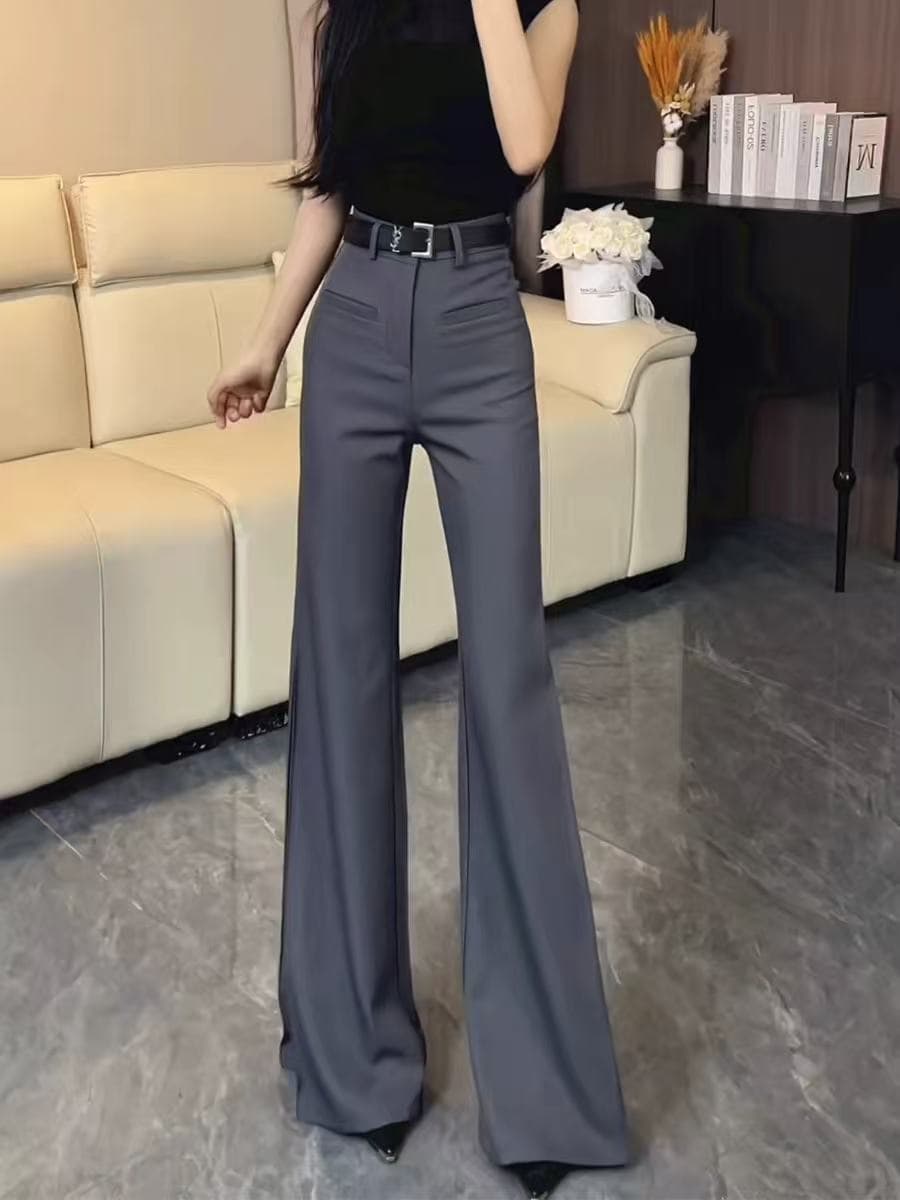 검정색 캐주얼 마이크로 나팔 정장 바지 여성 2026 여름 새로운 하이웨이스트 몸매 가꾸기 슬림해 보이는 다용도 도루 센스 바닥 청소 바지 상세 이미지 9