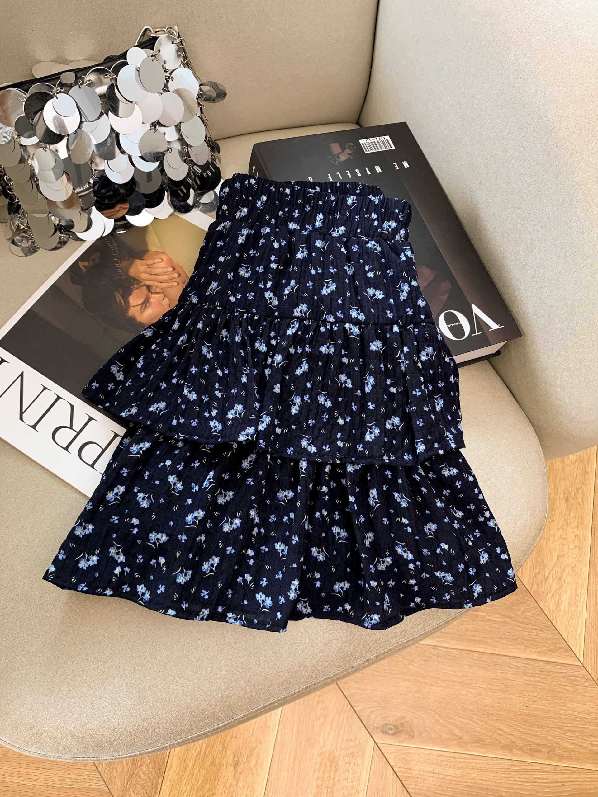 한 부서 아름다운 품격 다용도 케이크 드레스 여름 한 마디 꽃무늬 미니 스커트 여성 하이웨이스트 슬림해 보이는 아름다운 노출 방지 반 스커트 상세 이미지 19