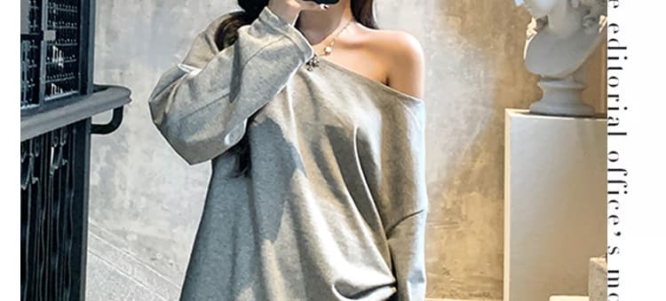 대 물품 한 부서 디자인 센스 임산부 세트 봄 가을 비스듬한 어깨 의류 느긋한 캐주얼 임산부 스트레이트 팬츠 투피스 세트 상세 이미지 5