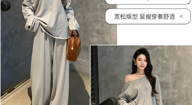 대 물품 한 부서 디자인 센스 임산부 세트 봄 가을 비스듬한 어깨 의류 느긋한 캐주얼 임산부 스트레이트 팬츠 투피스 세트 상세 이미지 8