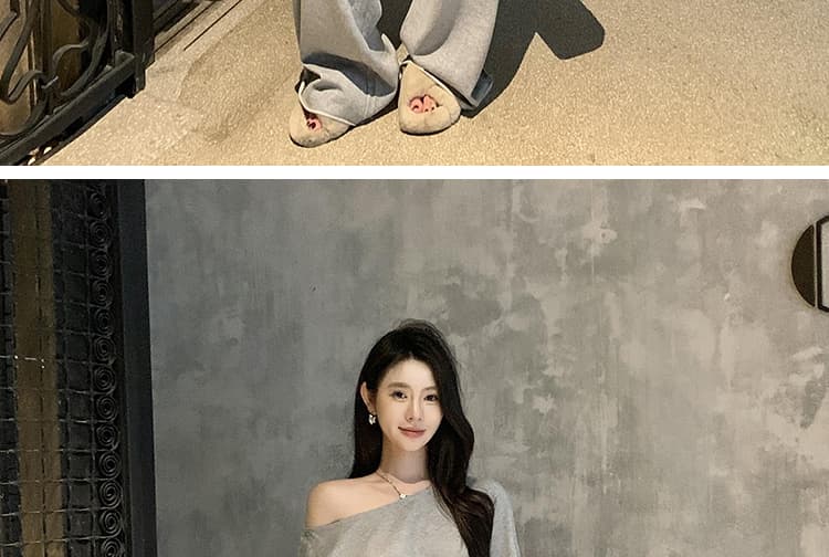 대 물품 한 부서 디자인 센스 임산부 세트 봄 가을 비스듬한 어깨 의류 느긋한 캐주얼 임산부 스트레이트 팬츠 투피스 세트 상세 이미지 18
