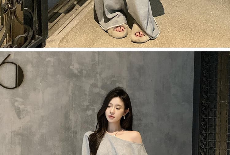 대 물품 한 부서 디자인 센스 임산부 세트 봄 가을 비스듬한 어깨 의류 느긋한 캐주얼 임산부 스트레이트 팬츠 투피스 세트 상세 이미지 20